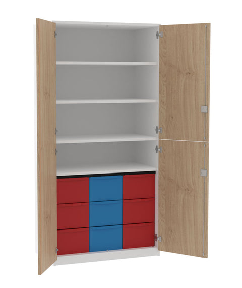 Materialschrank 3x3L mit Doppeltür - Höhe 190cm
