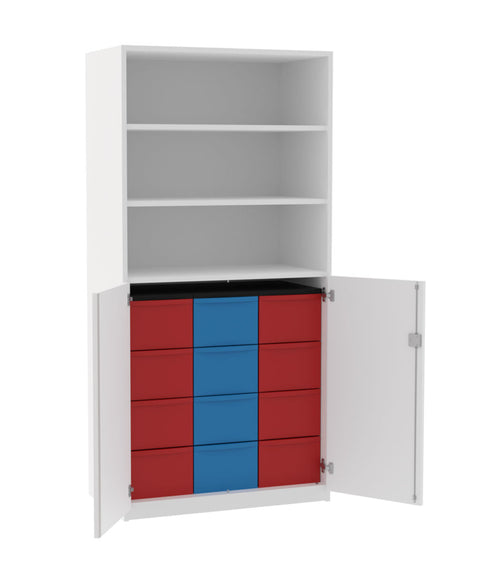 Materialschrank 3x4L mit Halbtüren - Höhe 190cm