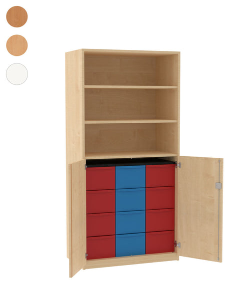 Materialschrank 3x4L mit Halbtüren - Höhe 190cm