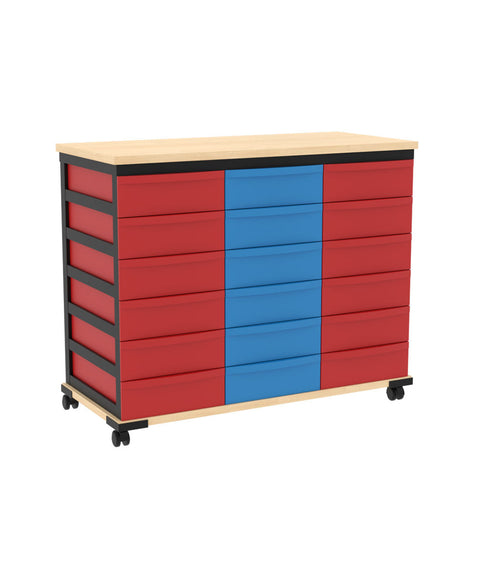 Modulboxsystem mit Deckplatte fahrbar 3x6 S - Höhe 74,5cm
