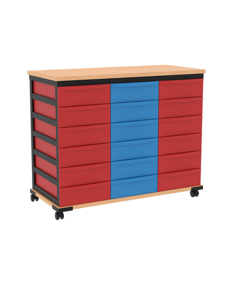Modulboxsystem mit Deckplatte fahrbar 3x6 S - Höhe 74,5cm