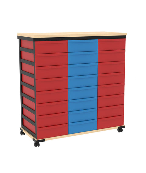 Modulboxsystem mit Deckplatte fahrbar 3x8 S - Höhe 94cm