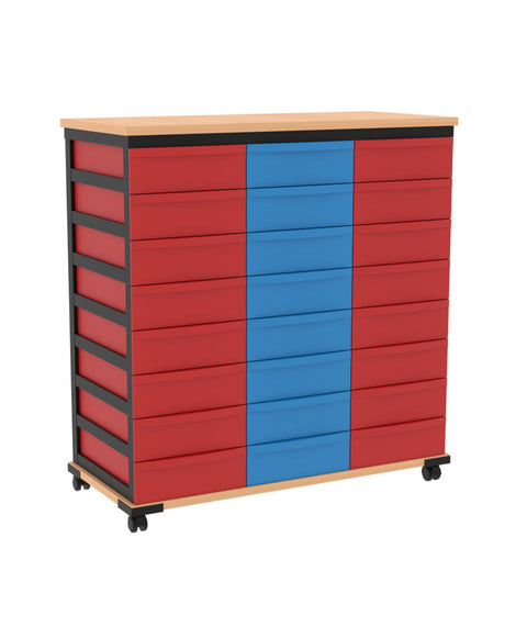 Modulboxsystem mit Deckplatte fahrbar 3x8 S - Höhe 94cm