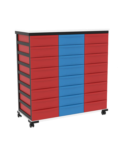 Modulboxsystem mit Deckplatte fahrbar 3x8 S - Höhe 94cm