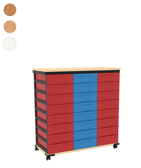 Modulboxsystem mit Deckplatte fahrbar 3x8 S - Höhe 94cm