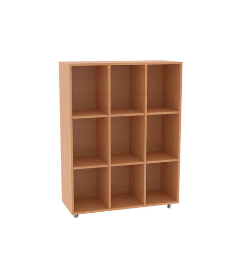 Schulranzenregal 9 Fächer, fahrbar - Höhe 150cm