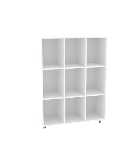 Schulranzenregal 9 Fächer, fahrbar - Höhe 150cm