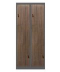 Metallgarderobe in L-Form Höhe 185cm mit Holzoptik