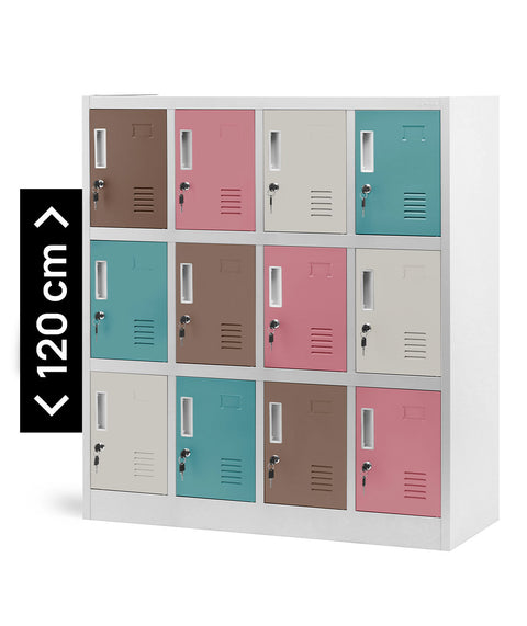 Schließfachschrank mit 12 Fächern Höhe 120cm