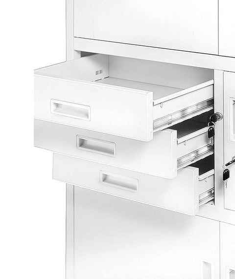 Metallaktenschrank mit Tresor und Vitrine Höhe 185cm