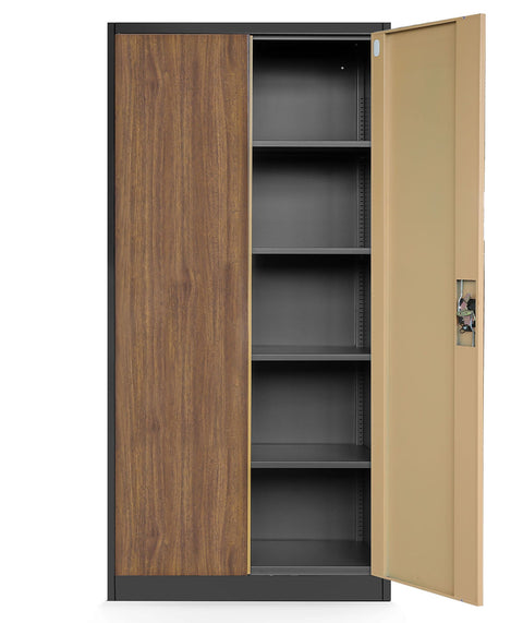 Metallaktenschrank II Höhe 185cm mit Holzoptik