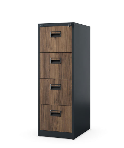 Metallaktenschrank mit 4 Schubladen Höhe 132cm - Holzoptik