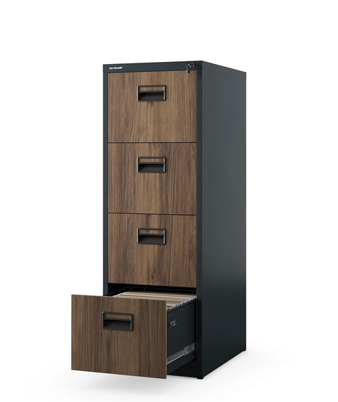 Metallaktenschrank mit 4 Schubladen Höhe 132cm - Holzoptik