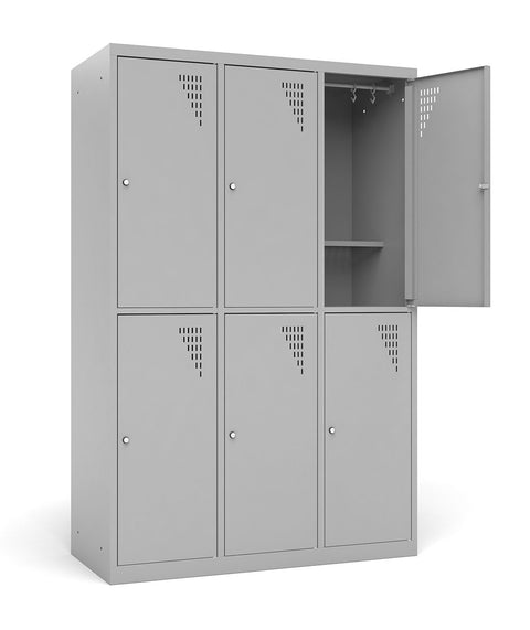 Multi-Locker Spind mit 3 Abteilen und 6 Fächern - Breite 118,5cm