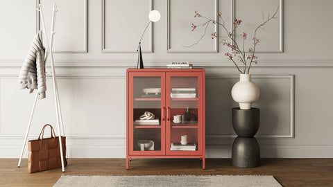 Niedriger Metalllvitrinenschrank Höhe 102cm