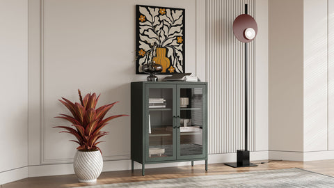 Niedriger Metalllvitrinenschrank Höhe 102cm