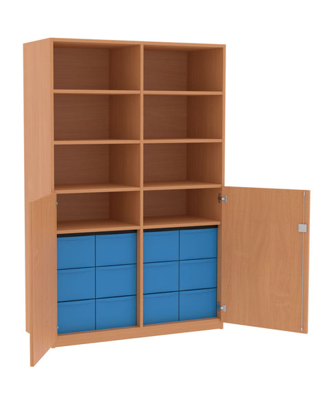 Materialmittelwandschrank 4x3L mit Halbtüren - Höhe 190cm