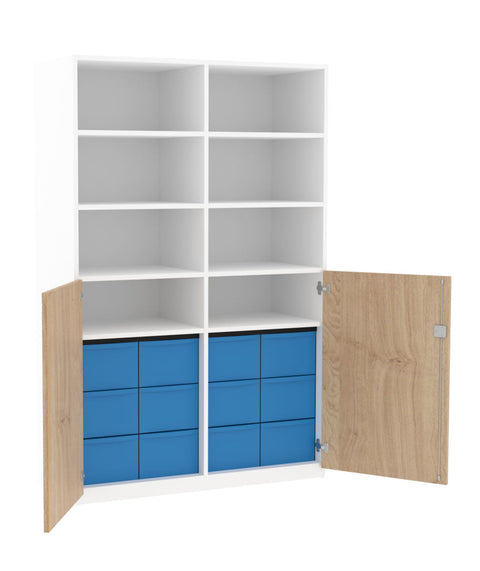 Materialmittelwandschrank 4x3L mit Halbtüren - Höhe 190cm