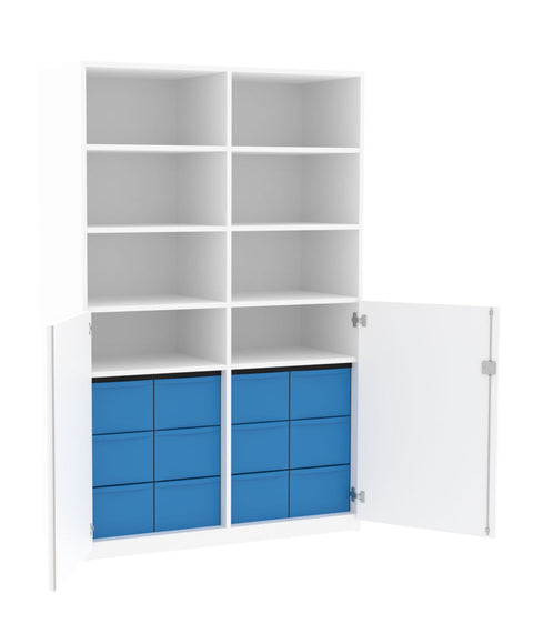 Materialmittelwandschrank 4x3L mit Halbtüren - Höhe 190cm