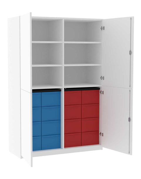 Materialmittelwandschrank 4x4L mit Doppeltüren - Höhe 190cm