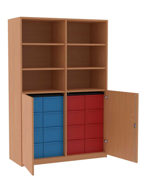 Materialmittelwandschrank 4x4L mit Halbtüren - Höhe 190cm