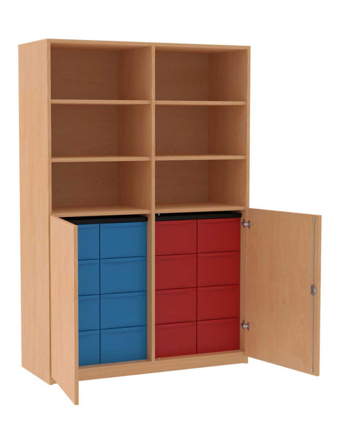 Materialmittelwandschrank 4x4L mit Halbtüren - Höhe 190cm