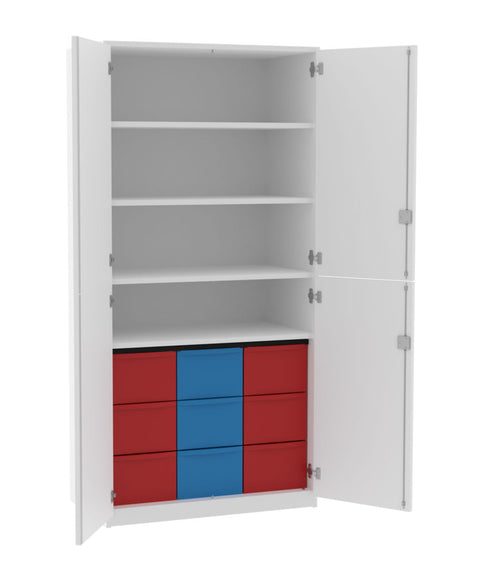 Materialschrank 3x3L mit Doppeltür - (BxHxT) 92x190x50cm