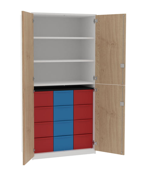 Materialschrank 3x4L mit Doppeltür - Höhe 190cm