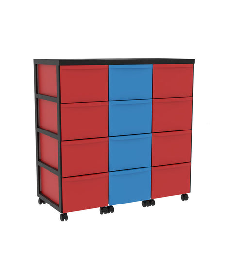 Modulboxsystem fahrbar 3x4 L - Höhe 87,5cm