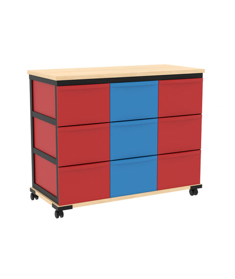 Modulboxsystem mit Deckplatte fahrbar 3x3 L - Höhe 74,5cm