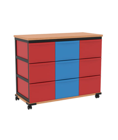 Modulboxsystem mit Deckplatte fahrbar 3x3 L - Höhe 74,5cm