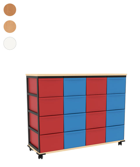 Modulboxsystem mit Deckplatte fahrbar 4x4 L - Höhe 94cm